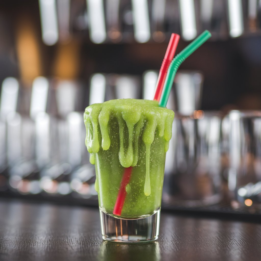 Sour Green Slime Shot Halloween Drink