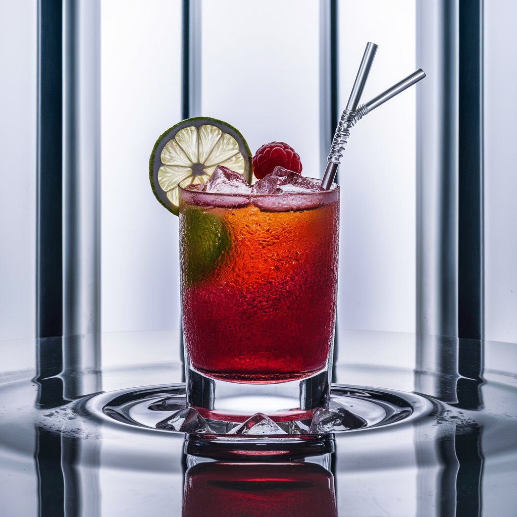 Raspberry lime ricky cocktail