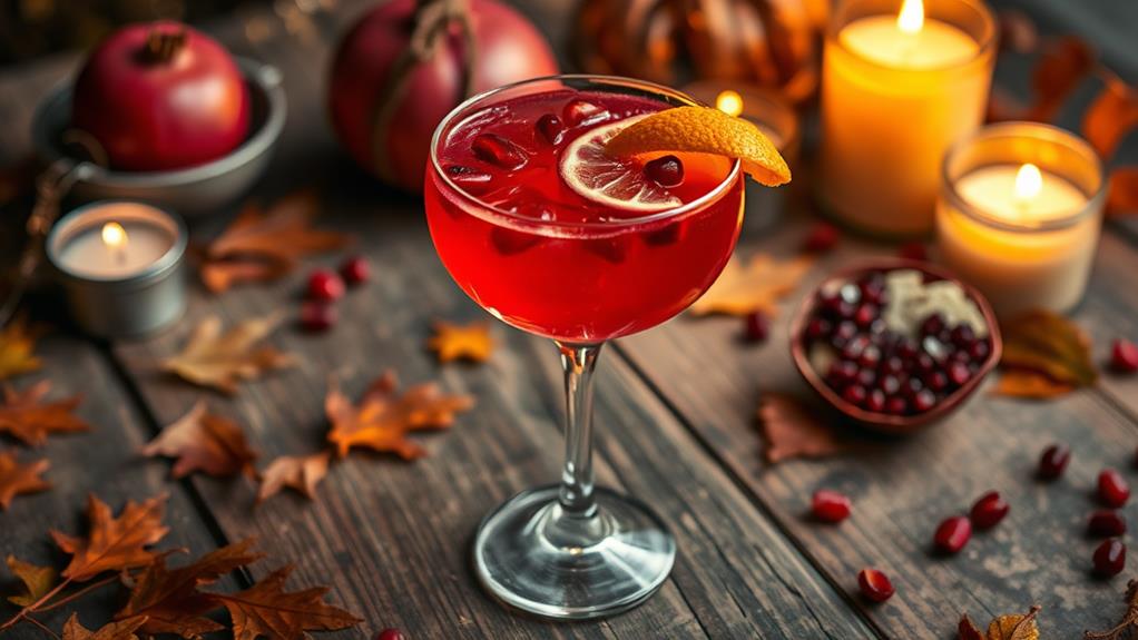 pomegranate infused rum cocktail