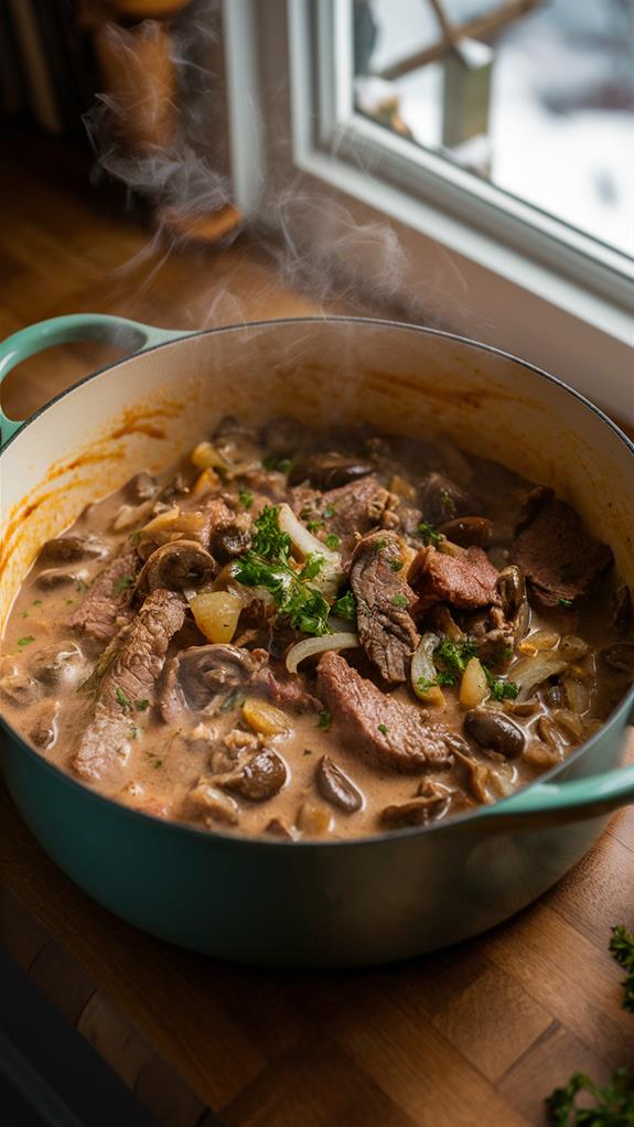 creamy beef pasta dish