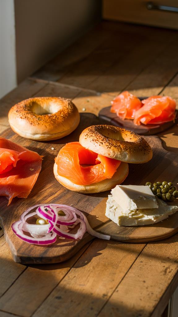 delicious smoked salmon bagels