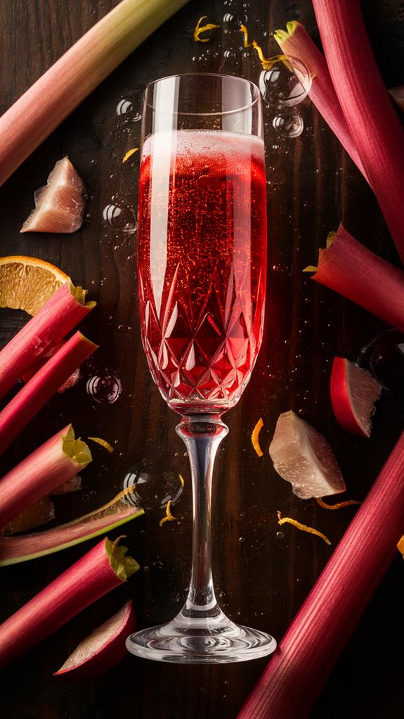 rhubarb infused sparkling cocktail