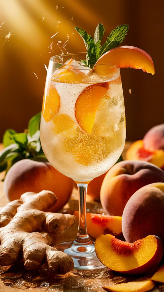 sparkling ginger peach beverage