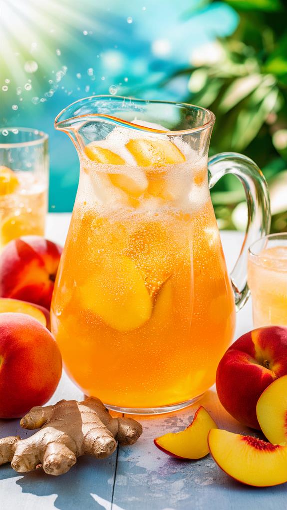 sparkling ginger peach drink